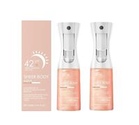 Occhiali da sole a trama del corpo trasparente SPF 42, infuso con olio per il corpo luccicante, dà alla pelle una finitura luminosa, nebbia idratante resistente all'acqua, non appiccicoso (2pcs)
