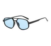 Occhiali da sole alla moda con doppio ponte, a forma di occhio di gatto, da donna, stile retrò, con lenti sfumate leopardate, UV400, occhiali da sole di tendenza da uomo, nero e blu, taglia unica
