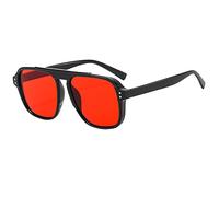 Occhiali da sole alla moda con montatura quadrata per uomo e donna, protezione UV, polarizzati, lenti multicolori, occhiali alla moda per uso quotidiano, guida e attività all'aperto, Rosso, Taglia