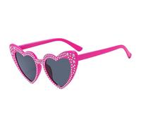 Occhiali da sole alla moda con strass,Occhiali da sole a forma di cuore - Occhiali da sole a forma di amore con strass,Occhiali da sole vintage di gatto di moda per anniversario, c, Rosa acceso