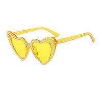 Occhiali da sole alla moda con strass,Occhiali da sole a forma di cuore - Occhiali d'amore trasparenti | gatto occhiali da sole vintage per vacanze, spiaggia, attività all'aria, Giallo