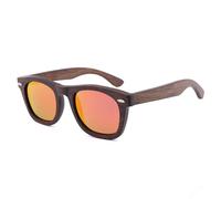 Occhiali da sole alla moda in bambù polarizzati per occhiali da donna e uomo UV 400 adatti a tutte le forme del viso, designer, rossi, custodia in legno B