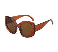 Occhiali da sole alla moda oversize Cat Eye per le donne Uv400 Retro Uomini Matte Candy Color, Tè Marrone, Taglia unica