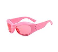 Occhiali da sole avvolgenti sportivi futuristici ovali per donne uomini alla moda tonalità argento, Cornice Rosa Fetta Rosa