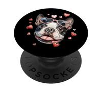Occhiali da sole Boston Terrier Dog San Valentino Cuore PopSockets PopGrip Adesivo