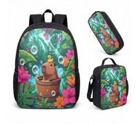 Occhiali da sole Capybara Pool Float 43 cm Set di 3 pezzi, Summer Vibes Tropical School Bag per bambini adolescenti, 06, L, Minimalista