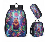 Occhiali da sole Capybara Pool Float 43 cm Set di 3 pezzi, Summer Vibes Tropical School Bag per bambini adolescenti, 02, L, Minimalista
