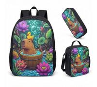Occhiali da sole Capybara Pool Float 43 cm Set di 3 pezzi, Summer Vibes Tropical School Bag per bambini adolescenti, 07, L, Minimalista