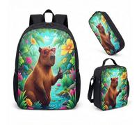 Occhiali da sole Capybara Pool Float 43 cm Set di 3 pezzi, Summer Vibes Tropical School Bag per bambini adolescenti, 09, L, Minimalista
