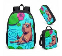 Occhiali da sole Capybara Pool Float 43 cm Set di 3 pezzi, Summer Vibes Tropical School Bag per bambini adolescenti, 08, L, Minimalista