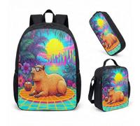 Occhiali da sole Capybara Pool Float 43 cm Set di 3 pezzi, Summer Vibes Tropical School Bag per bambini adolescenti, 11, L, Minimalista