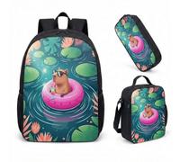 Occhiali da sole Capybara Pool Float 43 cm Set di 3 pezzi, Summer Vibes Tropical School Bag per bambini adolescenti, 10, L, Minimalista