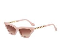Occhiali da sole Cat Eye per donna moda lusso quadrato occhiali da sole femminili catena in metallo templi piccolo telaio nero viola, rosa marrone, Taglia unica