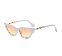 Occhiali da sole Cat Eye per donna moda lusso quadrato occhiali da sole femminili catena in metallo templi piccolo telaio nero viola, Bianco Rosa Giallo, Taglia unica