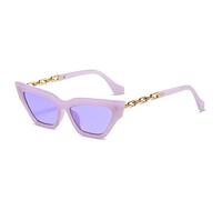 Occhiali da sole Cat Eye per donna moda lusso quadrato occhiali da sole femminili catena in metallo templi piccolo telaio nero viola, Viola, Taglia unica
