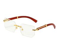 Occhiali da sole classici quadrati in metallo per uomo e donna, stile retrò senza montatura, con motivo in legno dorato, protezione UV400, occhiali alla moda e di tendenza per guidare, viaggiare