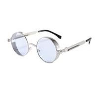 Occhiali da sole classici Steampunk 2024 per gli uomini e le donne occhiali rotondi retrò occhiali in metallo occhiali da sole moda UV400, C16, 143*137*49mm