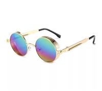 Occhiali da sole classici Steampunk 2024 per gli uomini e le donne occhiali rotondi retrò occhiali in metallo occhiali da sole moda UV400, C21, 143*137*49mm