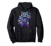 Occhiali da Sole Colorati Procione Racoon Tie Dye Rainbow Hippie Felpa con Cappuccio
