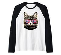 Occhiali da sole con bandiera norvegese per amanti dei gatti della Norvegia Maglia con Maniche Raglan