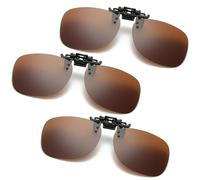 Occhiali da sole con clip per uomo e donna, lenti polarizzate antiriflesso, occhiali da sole flip-up, protezione UV, per guida notturna, sport all'aria aperta, viaggi, Marrone scuro