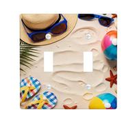 Occhiali da sole con doppia piastra di copertura per interruttore della luce, cappello tropicale estivo, infradito estive in plastica blu, dimensioni standard, copertura per interruttore della luce