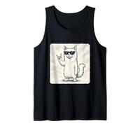 Occhiali da sole con gatto angora turco musica rock divertente retrò Canotta