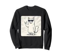 Occhiali da sole con gatto angora turco musica rock divertente retrò Felpa