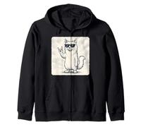 Occhiali da sole con gatto angora turco musica rock divertente retrò Felpa con Cappuccio