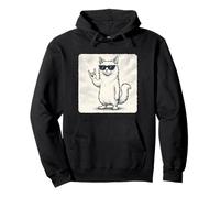 Occhiali da sole con gatto angora turco musica rock divertente retrò Felpa con Cappuccio