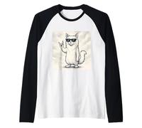 Occhiali da sole con gatto angora turco musica rock divertente retrò Maglia con Maniche Raglan
