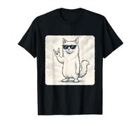 Occhiali da sole con gatto angora turco musica rock divertente retrò Maglietta