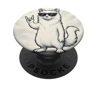 Occhiali da sole con gatto angora turco musica rock divertente retrò PopSockets PopGrip Adesivo