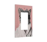 Occhiali da sole con gatto in veste bianca, interruttore della luce, piastra da parete, piastra frontale a bilanciere singolo, 1 banda, decorazione per presa di casa, cucina, stanza, bagno