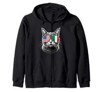 Occhiali da Sole con Gatto Italiano USA Bandiera Italia USA Felpa con Cappuccio