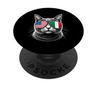 Occhiali da sole con gatto italiano USA bandiera Italia USA PopSockets PopGrip Adesivo