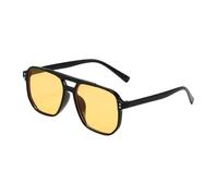 Occhiali da sole con montatura grande, stile Ins, occhiali da sole quadrati da aviazione per donne e uomini, protezione UV400, occhiali da sole neri, A, giallo