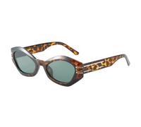 Occhiali da sole con montatura piccola a forma di occhio di gatto, occhiali da sole alla moda da donna, occhiali da sole versatili e adatti per l'outdoor, UV400, verde leopardo, 1