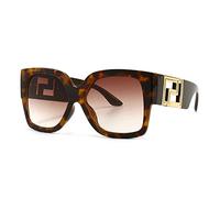 Occhiali da sole con montatura spessa di protezione UV per le donne di grandi dimensioni occhiali da sole scava fuori sfumature vintage, Leopard, Taglia unica