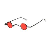 Occhiali da sole con protezione UV400 | Lenti colorate | Montatura ultra piccola | Per donna e uomo | Sport all'aria aperta e guida (nero e rosso)