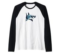 Occhiali da sole con squalo - divertenti animali dell'oceano bianco Maglia con Maniche Raglan