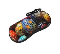 Occhiali da sole con uova di Pasqua colorate dipinte a mano, custodia morbida, custodia per occhiali in neoprene ultraleggero con cerniera e clip da cintura, custodia portatile da viaggio per occhiali
