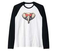 Occhiali da sole con viso di elefante e amore divertente per ragazzi e ragazze Maglia con Maniche Raglan