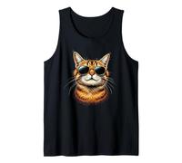 Occhiali da sole con viso di gatto, alla moda dei ribelli Boss, amanti dei gatti Canotta