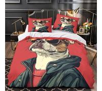 Occhiali da sole Cool Dog copripiumino 3 Pezzi morbida microfibra stampa 3D con federa per cuscini cerniera nascosta Moda Rock Pet Set Di Copripiumino for adulti e ragazze Super king（260x220cm）