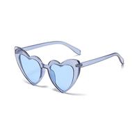 Occhiali da Sole Cuore Occhiali da sole a forma di cuore donna, occhiali lusso, retrò, neri e rossi, uomo, oversize per Carnevale(Clear blue)