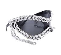 Occhiali da sole da donna alla moda con telaio a catena in metallo per un look elegante e protezioni UV400 per eventi sociali quotidiani e feste, A