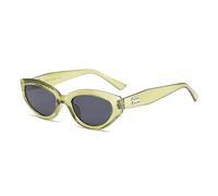 Occhiali da sole da donna Cat Eye Occhiali da sole donna uomo Sutra Vintage Small Frame Cateye occhiali da sole femminili alla moda UV400 Occhiali, Verde trasparente., Taglia unica
