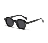 Occhiali da sole da donna con piccoli quadrati poligonali alla moda, stile retrò, con rivetti, da uomo, UV400, occhiali da sole di tendenza per lo sport all'aria aperta, nero grigio, taglia unica