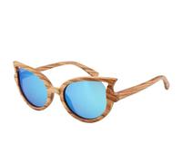 Occhiali da sole da donna in legno, polarizzati UV400, con montatura a farfalla e occhi di gatto, con montatura in legno, blu ghiaccio, 1